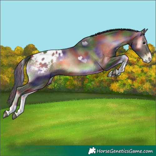 Horse Color:Nacre Brown Onyx Sabino Tobiano Varnish 