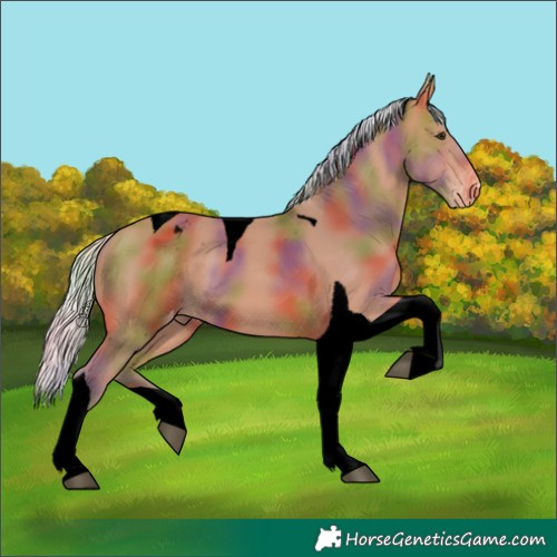 Horse Color:Void Nacre Silver Bay Mushroom Tobiano Varnish