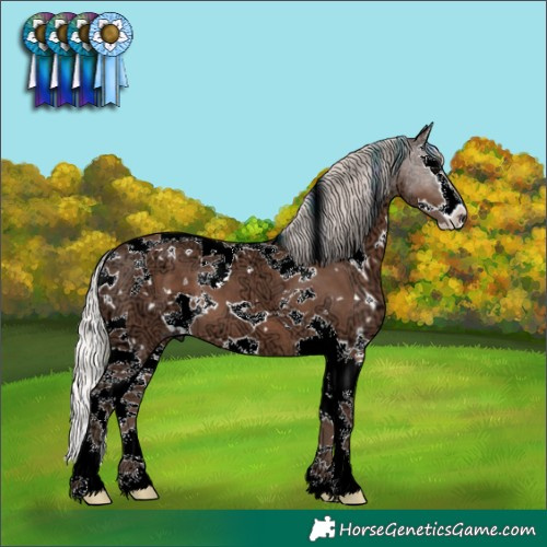 Horse Color:White Spotted Silver Black Ice Splash Tobiano