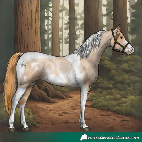 Horse Color:Red Roan Pearl Tobiano Frame
