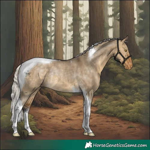 Horse Color:Silver Buckskin Dun Tobiano Varnish Rabicano