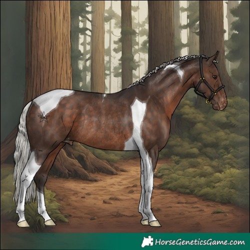 Horse Color:Silver Brown Tobiano Varnish Rabicano