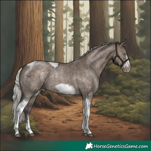 Horse Color:Silver Brown Dun Sabino Tobiano Frame Varnish Rabicano 
