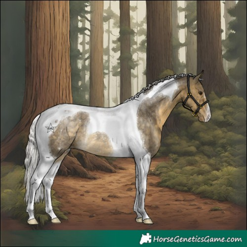 Horse Color:Silver Buckskin Dun Tobiano Varnish Rabicano