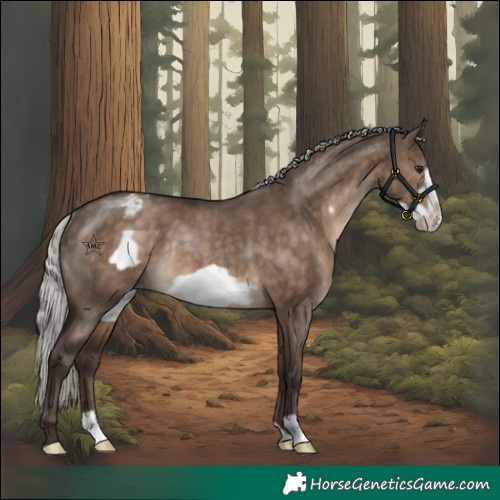 Horse Color:Silver Brown Dun Frame Varnish Rabicano