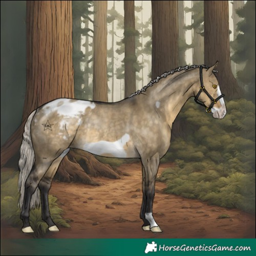 Horse Color:Silver Buckskin Dun Frame Varnish Rabicano