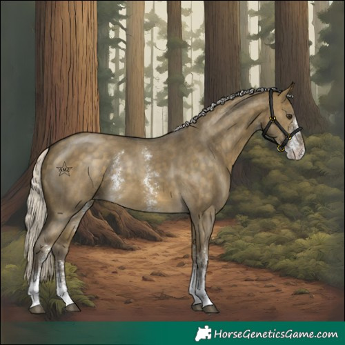 Horse Color:Silver Buckskin Dun Sabino Varnish 