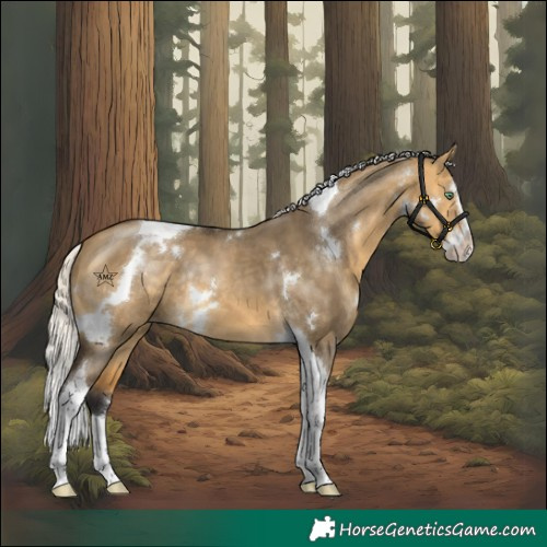 Horse Color:White Spotted Silver Buckskin Dun Splash Tobiano Varnish Rabicano