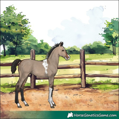 Horse Color:Bay Dun Splash Tobiano