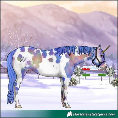 Horse Color:Nacre Watercolor Blue Onyx Tobiano