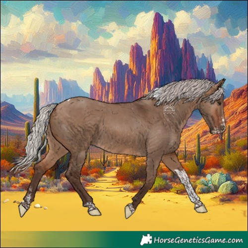 Horse Color:Silver Bay Dun Sabino Tobiano 