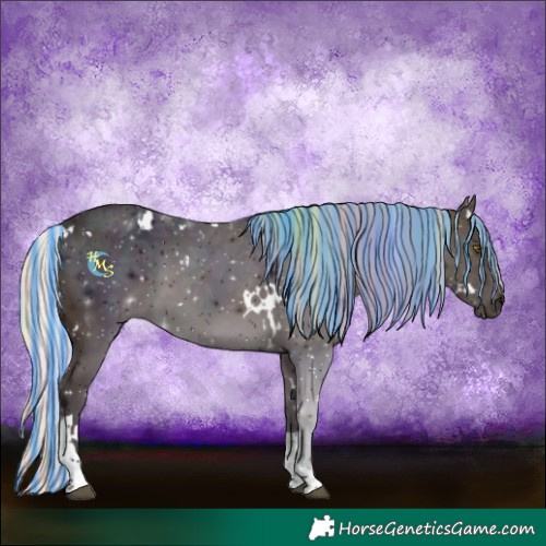 Horse Color:Painted Nacre White Spotted Midnight Silver Bay Ice Tobiano Rabicano