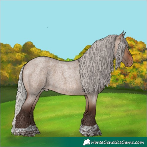 Horse Color:Silver Brown Roan Dun Tobiano Varnish 