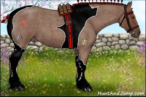 Horse Color:Red Roan Tobiano 