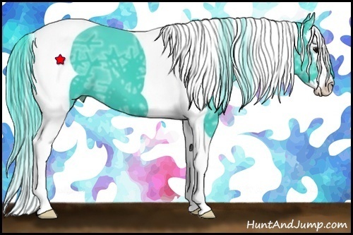 Horse Color:Watercolor Black Ice Splash Tobiano 