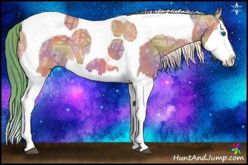Horse Color:Nacre Watercolor Bay Ice Splash Tobiano Rabicano 
