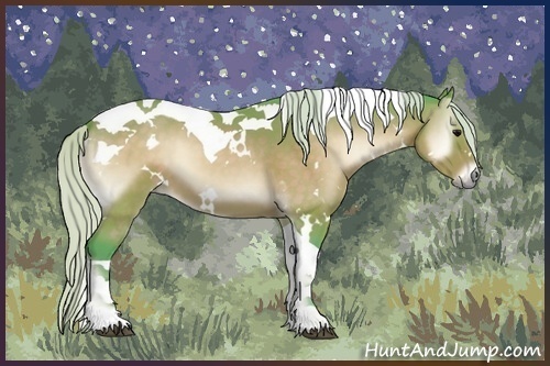Horse Color:Watercolor White Spotted Silver Buckskin Onyx Tobiano