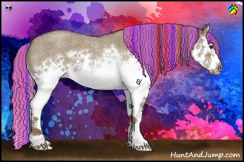 Horse Color:Painted Liver Red Dun Roan Splash Frame