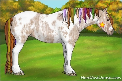 Horse Color:Painted Red Dun Ice Tobiano Frame