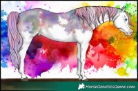Horse Color:Nacre Watercolor White Spotted Liver Chestnut Splash Tobiano 