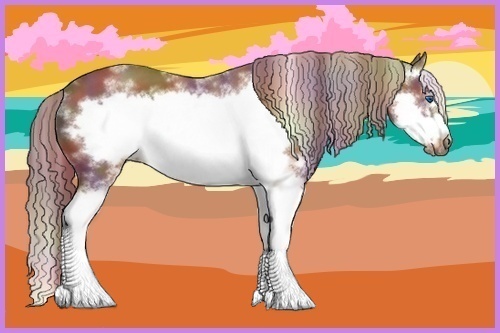 Horse Color:Nacre White Spotted Red Roan Splash Frame 