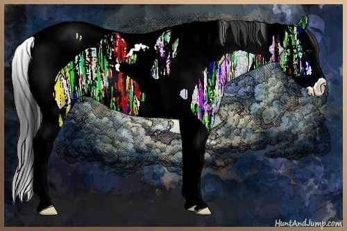 Horse Color:Smoky Black Ice Splash Tobiano 