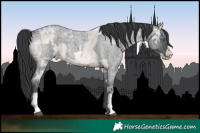 Horse Color:Brown Ice Roan Pearl Splash  and Blue Ice Roan Frame Rabicano 