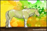 Horse Color:Watercolor White Spotted Liver Chestnut Tobiano and Watercolor White Spotted Chocolate Palomino Pearl Splash Tobiano Frame