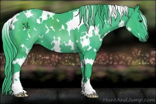 Horse Color:Watercolor White Spotted Black 