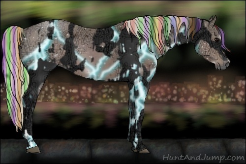 Horse Color:Painted Black Ice Tobiano  and Thunderstruck Silver Brown Ice 