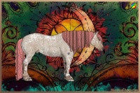 Horse Color:Painted Liver Red Dun Ice Roan 