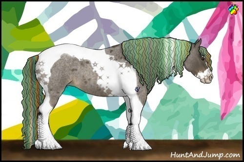 Horse Color:Painted Chocolate Palomino Roan Splash Tobiano 