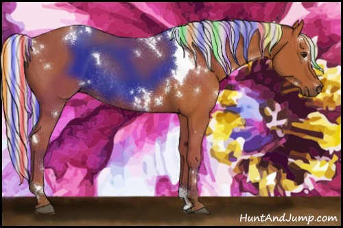 Horse Color:Painted White Spotted Silver Bay Rabicano 