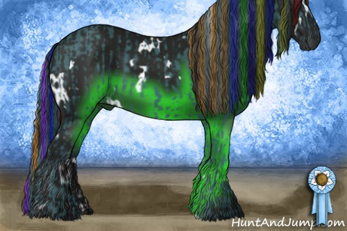 Horse Color:Painted Watercolor Black  and Gray White Spotted Black 