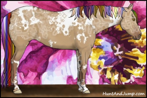 Horse Color:Painted White Spotted Red Dun Ice