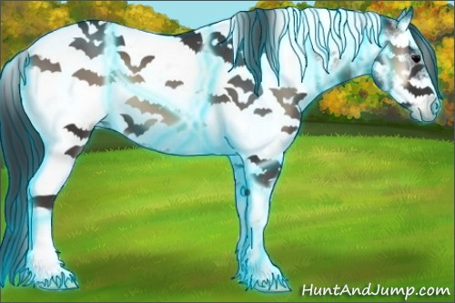 Horse Color:Thunderstruck White Spotted Blue Onyx Tobiano Frame 