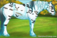Horse Color:Thunderstruck White Spotted Blue Onyx Tobiano Frame 
