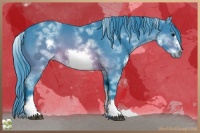 Horse Color:Watercolor White Spotted Brown Frame