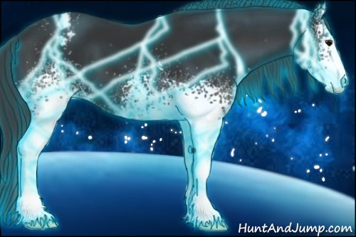 Horse Color:Thunderstruck White Spotted Black Sabino Snowcap 