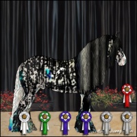 Horse Color:Chocolate Palomino Pearl Onyx Sabino Tobiano Varnish Rabicano  and Silver Buckskin Pearl Sabino Tobiano Varnish Rabicano 