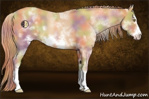 Horse Color:Nacre White Spotted Gold Champagne Frame 