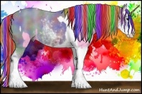 Horse Color:Painted Watercolor Blue Roan Splash Tobiano and Nacre Watercolor Black Sabino Splash