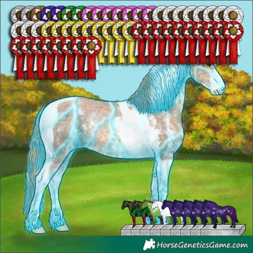 Horse Color:Thunderstruck Liver Chestnut Ice Pearl Sabino Tobiano 