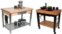 work station with butcher block top