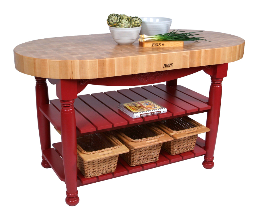 John Boos Harvest Table Oval Butcher Block Island