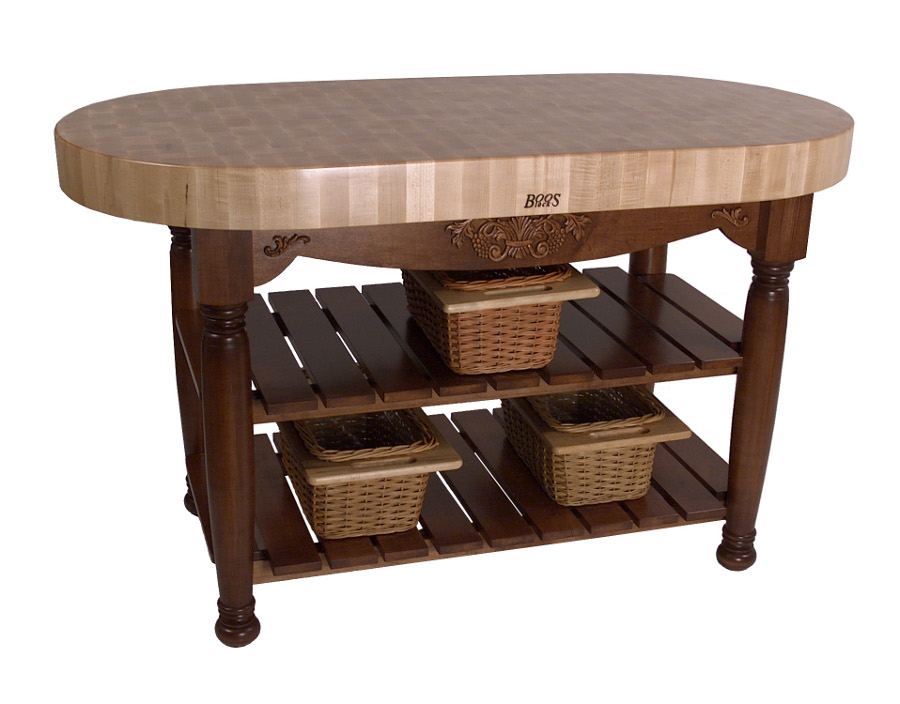 John Boos Harvest Table Oval Butcher Block Island