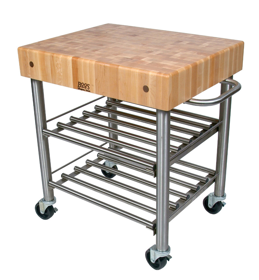 John Boos Cucina D'Amico Butcher Block Wine Cart