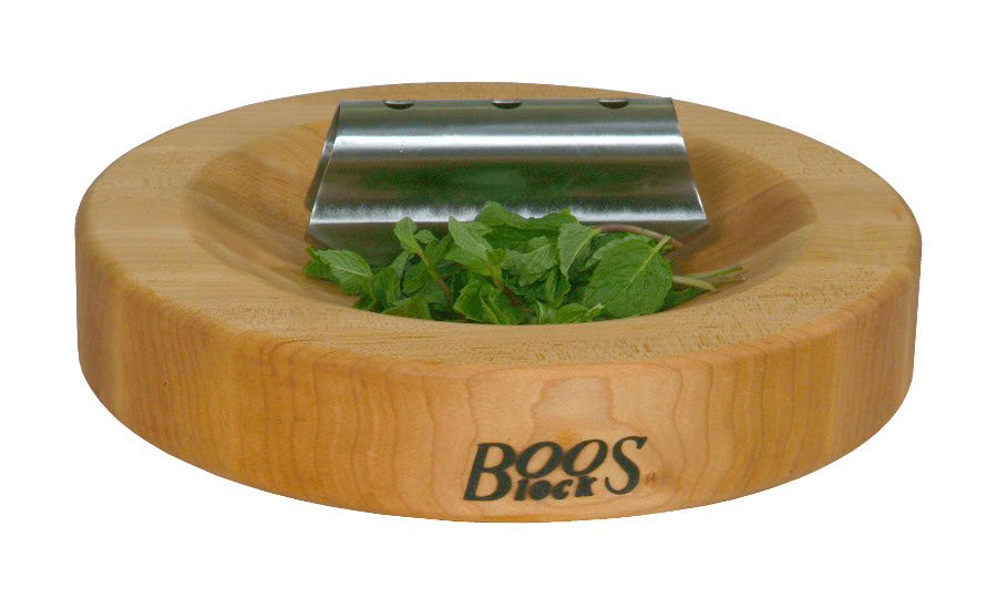 Boos Herb Cutting Board with Mezzaluna Rocker Knife