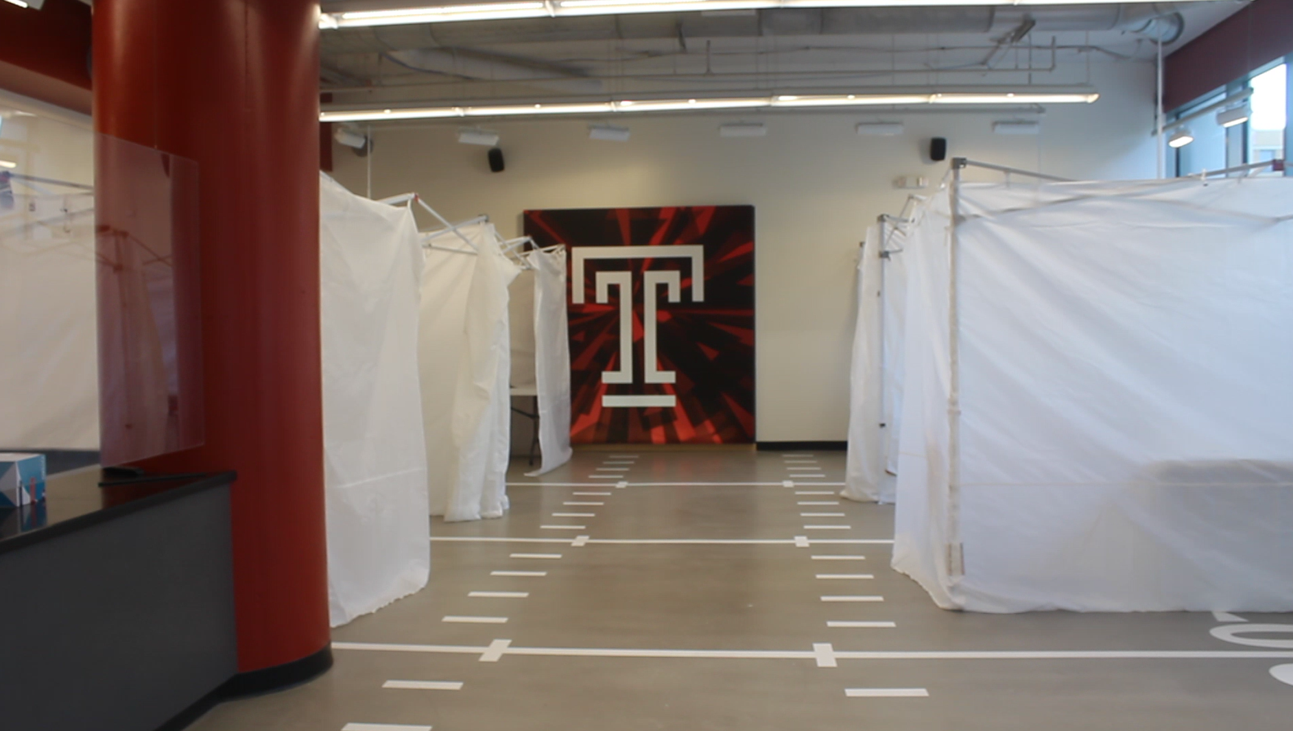 An image of the new COVID-19 testing site near morgan hall on cecil b. moore avenue.