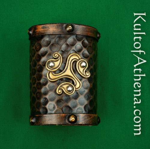 Celtic Leather Cuff with Large Triskele